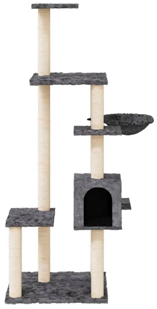 Albero per gatti con tiragraffi in sisal grigio scuro 142 cm