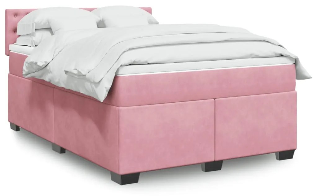 Giroletto A Molle Con Materasso Rosa 140x190 Cm İn Velluto /