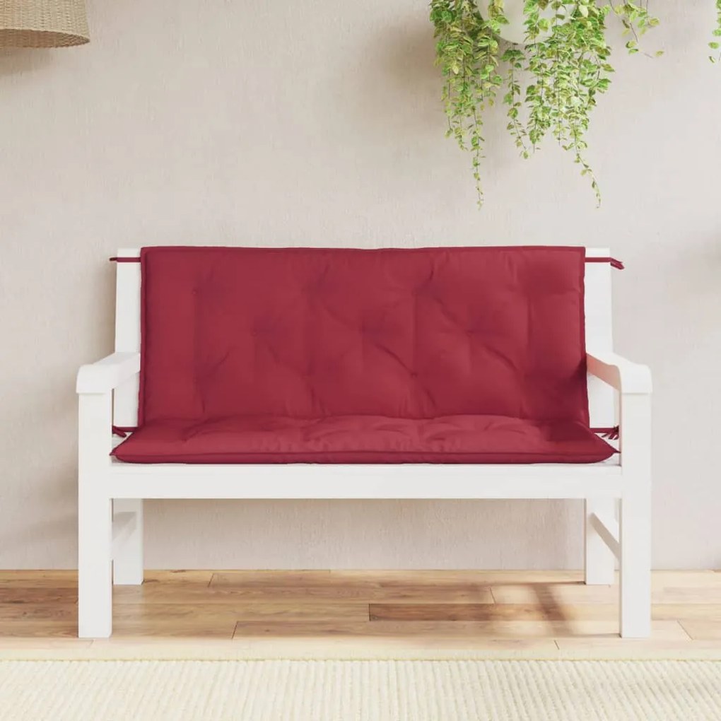 Cuscini Per Panca 2 Pz Rosso Vino 120x50x7 Cm İn Tessuto Oxford /
