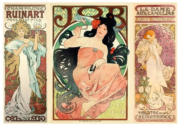 Fotomurale  Alphonse Mucha. Women's  Colore Nero, Dimensioni e Misure 150x105