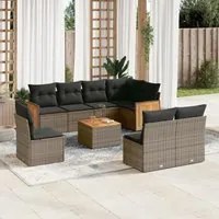 Set Divano da Giardino 9 pz con Cuscini Grigio in Polyrattancod mxl 88331