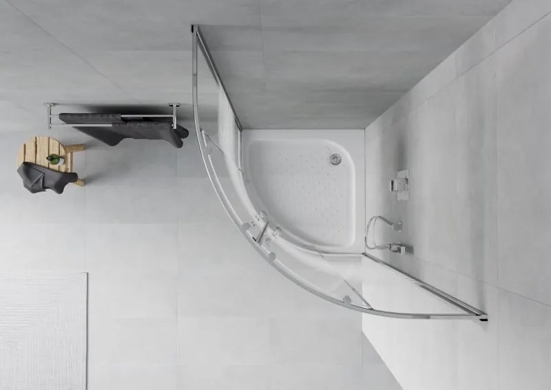 Mexen Rio cabina doccia semicircolare 80 x 80 cm, strisce bianche, cromo + piatto doccia, bianco - 863-080-080-01-20-4710