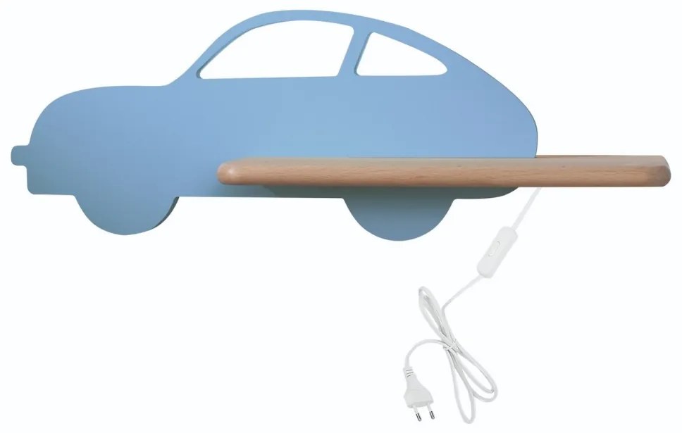 Applique LED per bambini con mensola CAR LED/5W/230V blu/legno