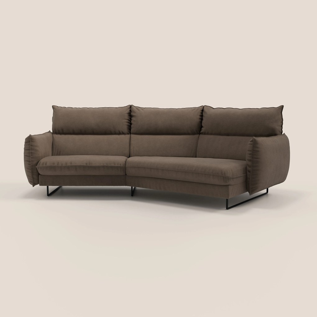 Monamour divano moderno angolare con opzione relax elettrico in microfibra smacchiabile impermeabile T11 marrone