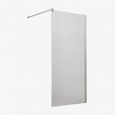 Parete Doccia Fissa Con Vetro Temperato Da 8 Mm E Alluminio Bristol Grigio Spazzolato & Trasparente & 90 X 195 Cm - Sklum