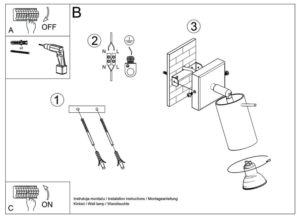 Faretto color crema 8x16 cm Etna – Sollux