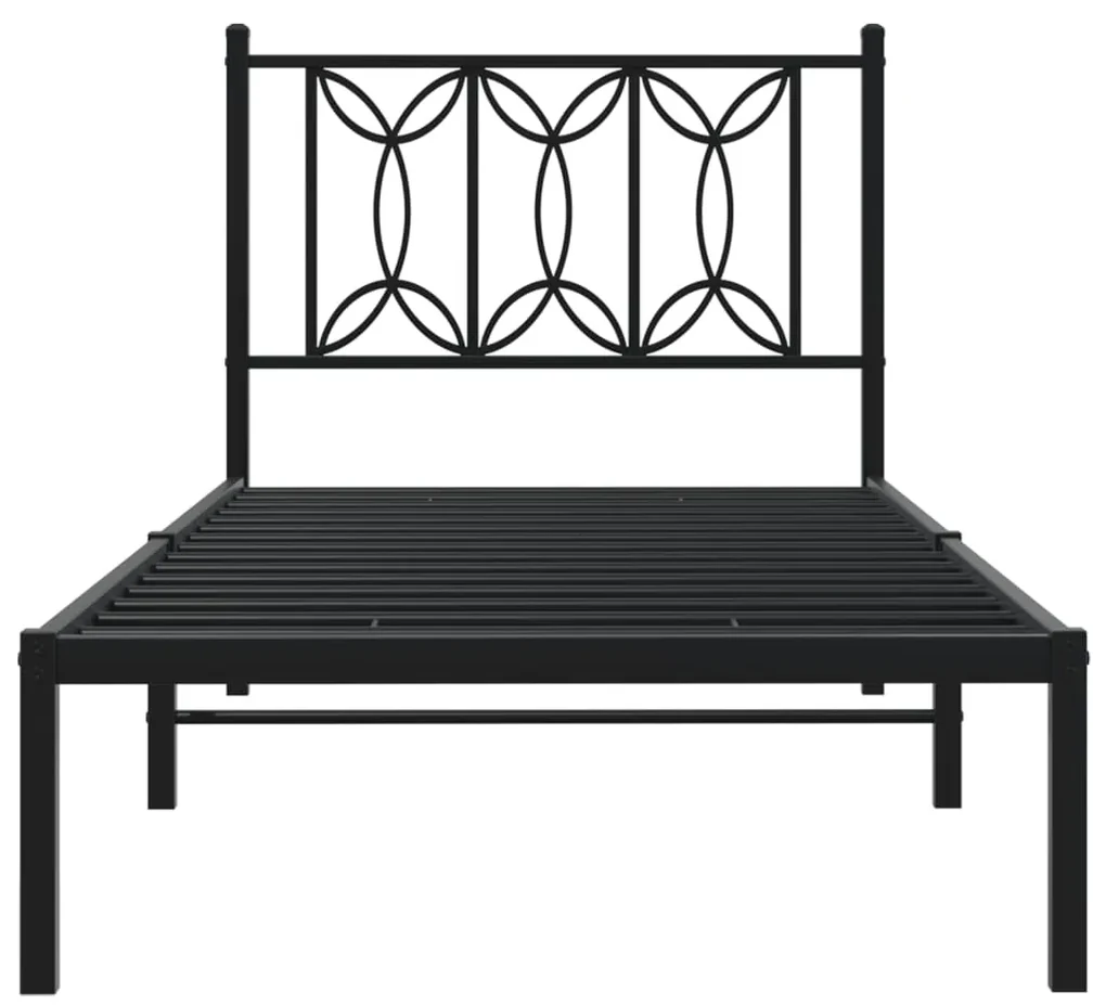 Giroletto con testiera in metallo nero 80x200 cm