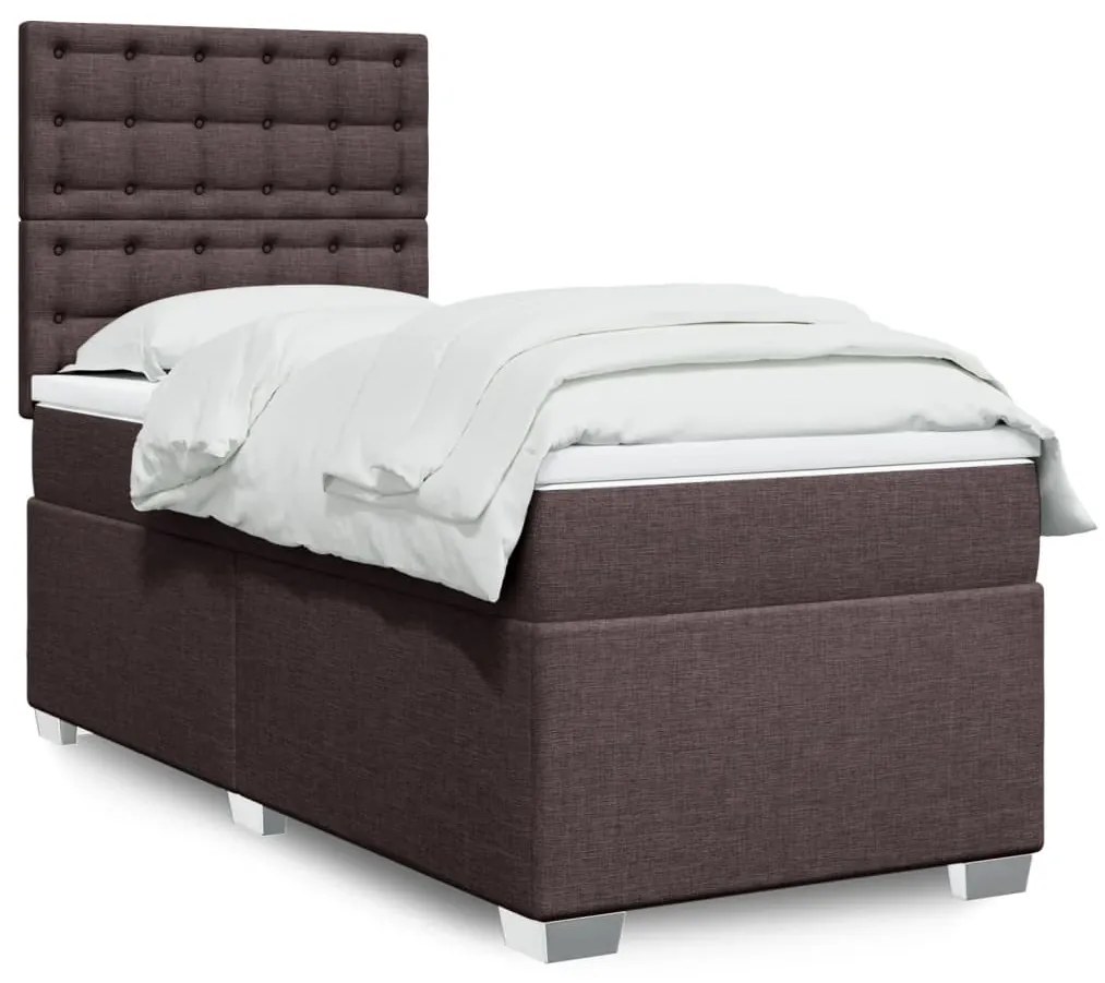 Giroletto A Molle Con Materasso Marrone Scuro 90x190cm Tessuto /