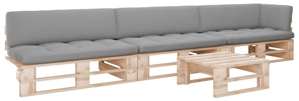 Set divani in pallet con cuscini 4 pz in pino impregnato