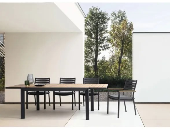 Tavolo Allungabile Da Esterno In Alluminio Antracite 100x220-340 Cm Belmar Bizzotto