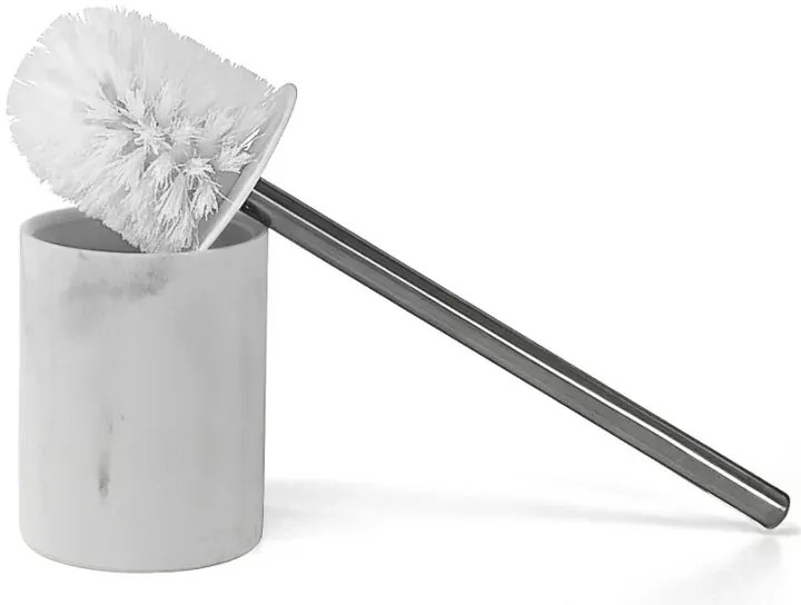 Portascopino da appoggio effetto marmo bianco in resina linea Ivy