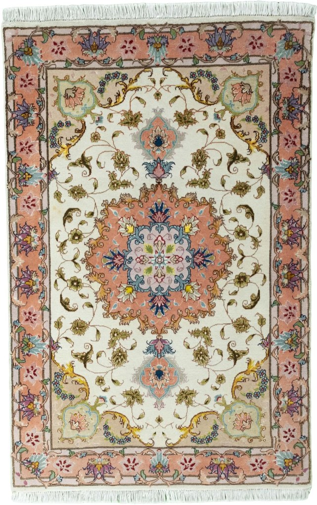 Tabriz Tappeto 70x120 Beige (Iran) Annodato A Mano