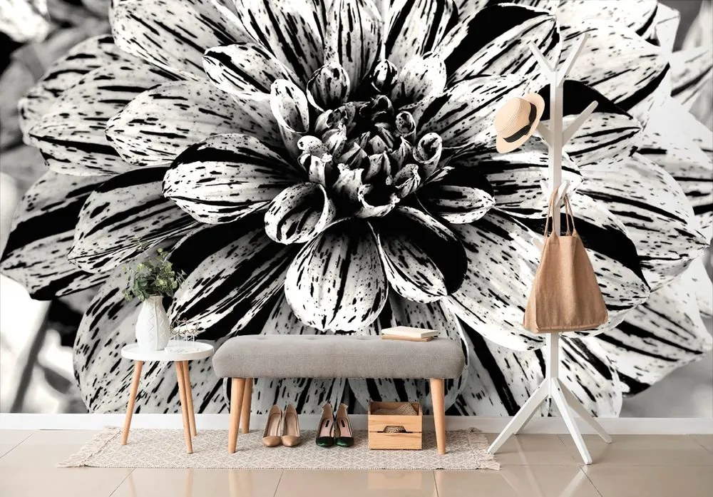 Carta da parati – Dalia esotica in bianco e nero