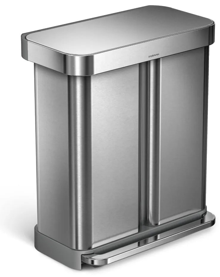 Bidone a pedale in acciaio inox per rifiuti differenziati 58 l Dual - simplehuman