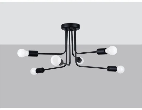 Sollux SL.1452 - Lampadario a sospensione con supporto rigido NORAH 6xE27/15W/230V nero
