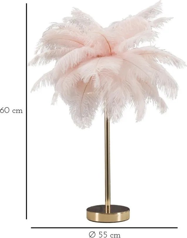 Lampada da tavolo rosa/dorata (altezza totale 55 cm) Palm Pink – Mauro Ferretti