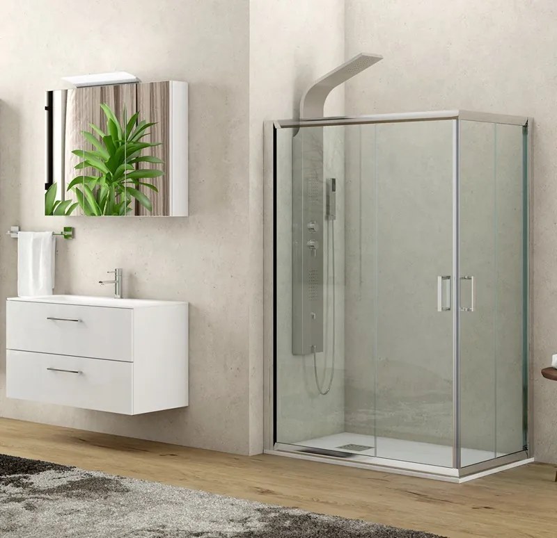 Box doccia angolare 100x70 alto 180 cm vetro trasparente K410 - KAMALU