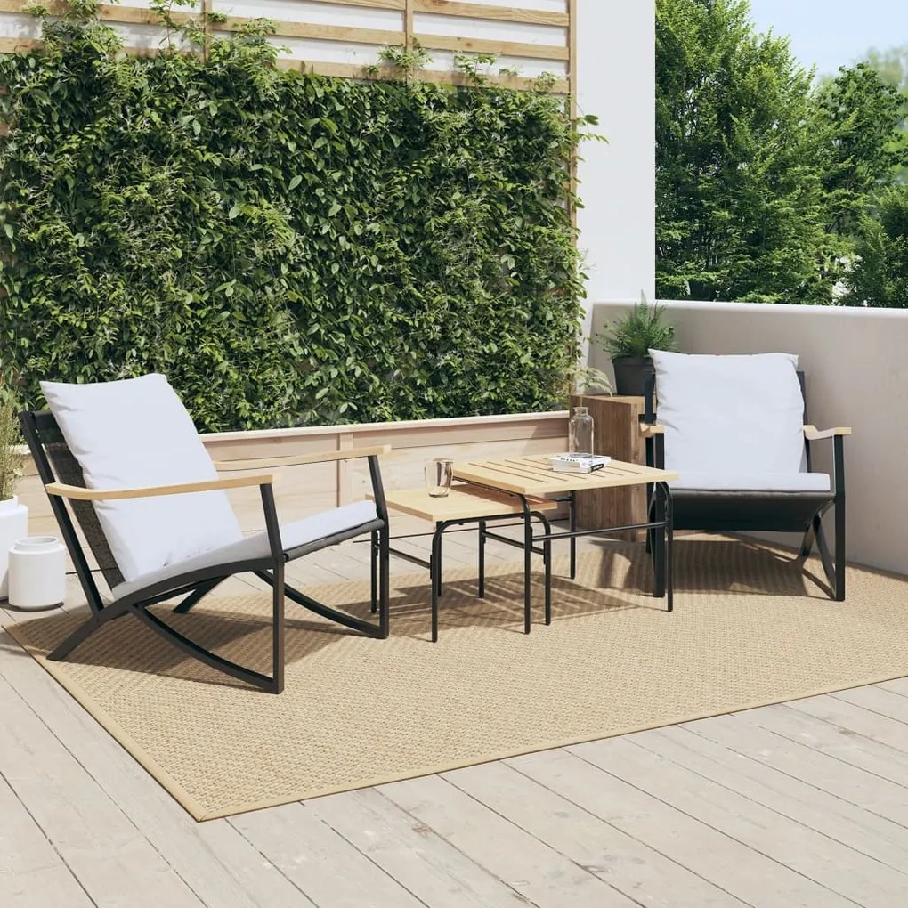 Set mobili da balcone 4 pz con cuscini nero in acciaio