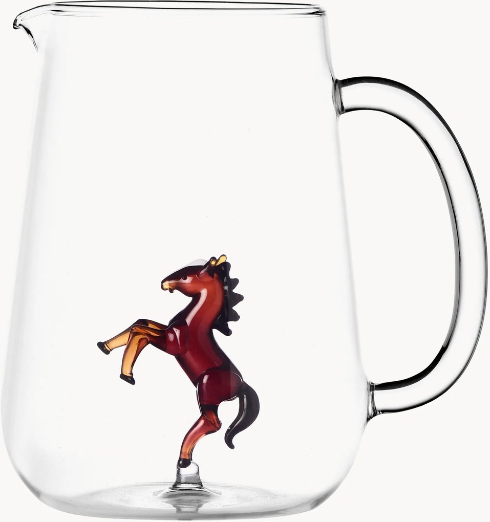 Caraffa in vetro borosilicato fatta a mano Horse, 1,7 L