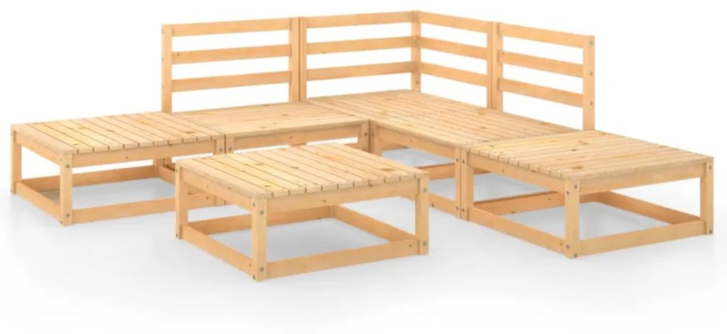 Set divani da giardino 6 pz in legno massello di pino