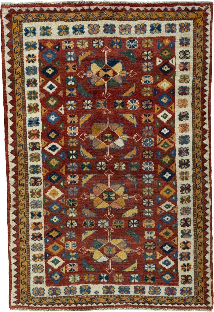 Gabbeh Tappeto 190x130 Rosso (Iran) Annodato A Mano