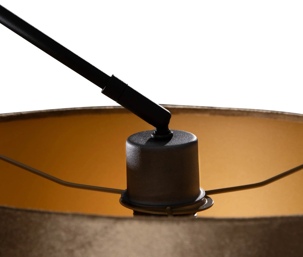 Lampada a sospensione nera con paralume in velluto bronzo 35 cm - Blitz
