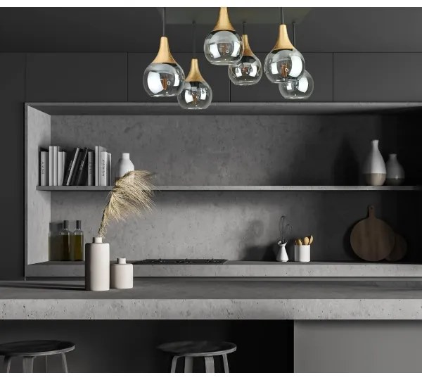 Lampadario a plafone SOMA 6xE27/60W/230V nero/oro/fumé nero