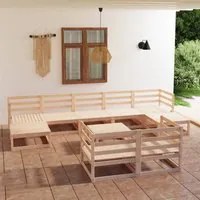 Set Divani da Giardino 10 pz in Legno Massello di Pino cod mxl 41383