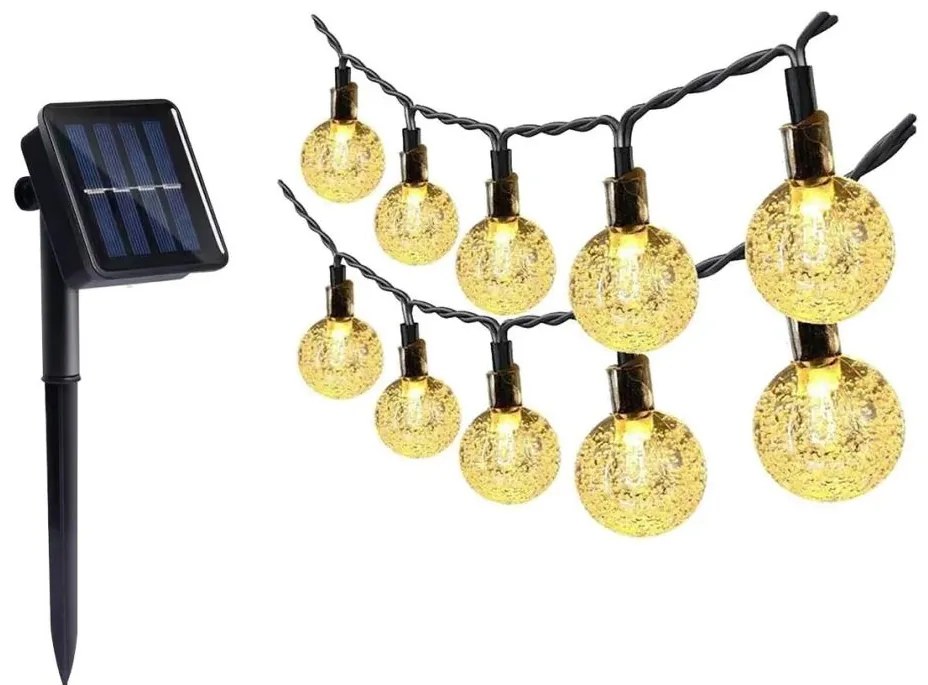 Catena solare LED 30xLED/0,12W/1,2V 1xAA 3000K IP44 400 mAh
