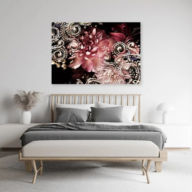 Quadro su tela, Peonia e giglio  Dimensioni 120x80