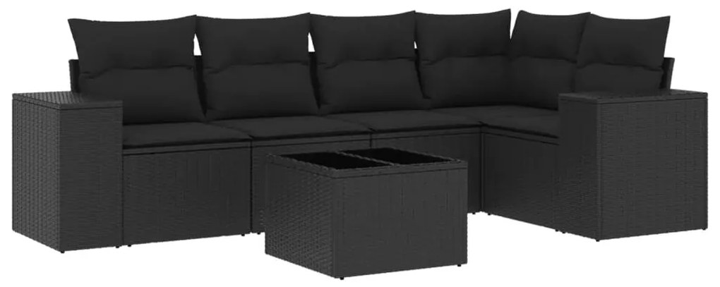 Set divano da giardino 6 pz con cuscini nero in polyrattan