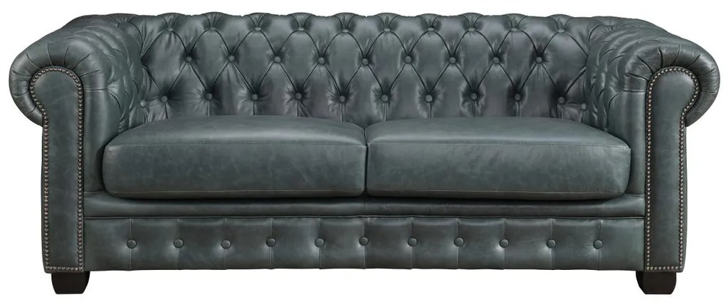 Divano chesterfield 3 posti 100% Pelle di bufalo Verderame - BRENTON