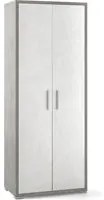 Armadio mobile 2 ante 71x41x182H cm in kit di design colore Ossido Bianco e Grigio Cemento