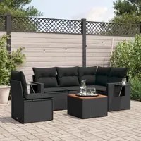 Set Divano da Giardino 6 pz con Cuscini Nero in Polyrattan 3224564