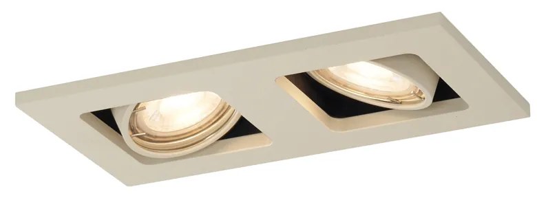 Faretto da incasso moderno beige GU10 50 mm girevole e orientabile 2 luci - Qure