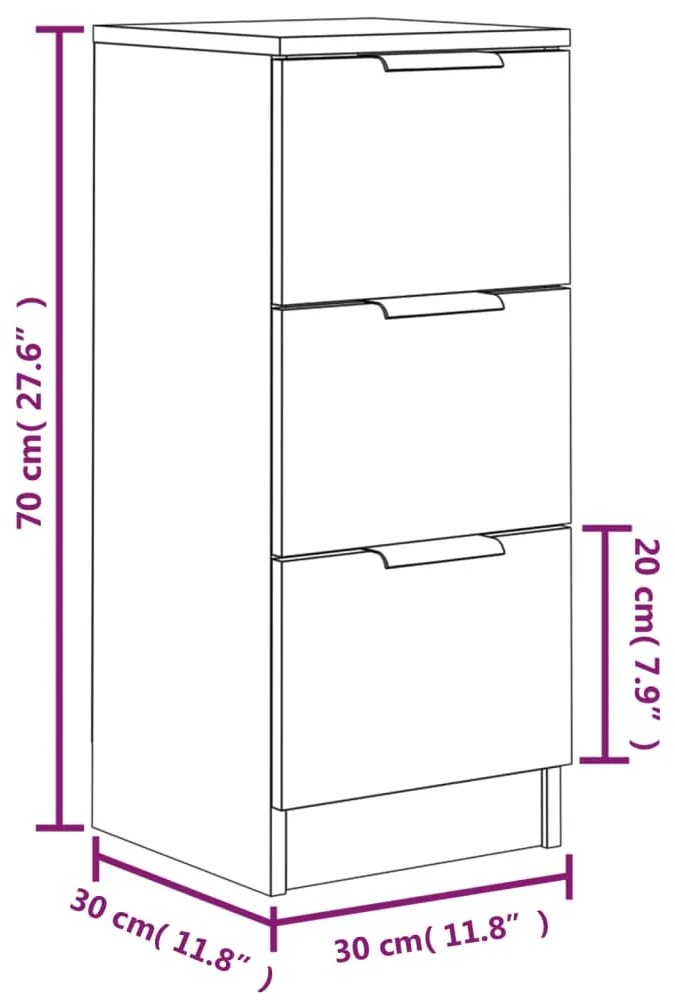 Credenza Bianca 30x30x70 cm in Legno Multistrato