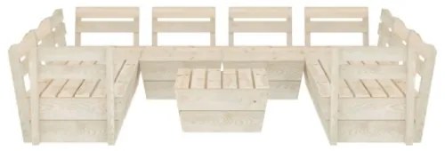 Set Divani da Giardino su Pallet 9 pz in Legno Abete Impregnato