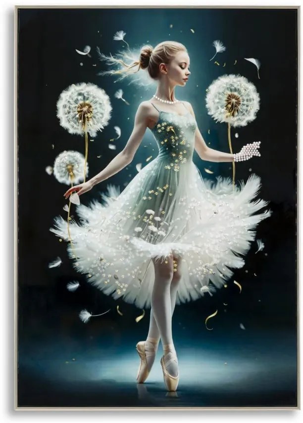 Dipinto Su Tela Laccato Dancing C/Cornice A 72X4X102