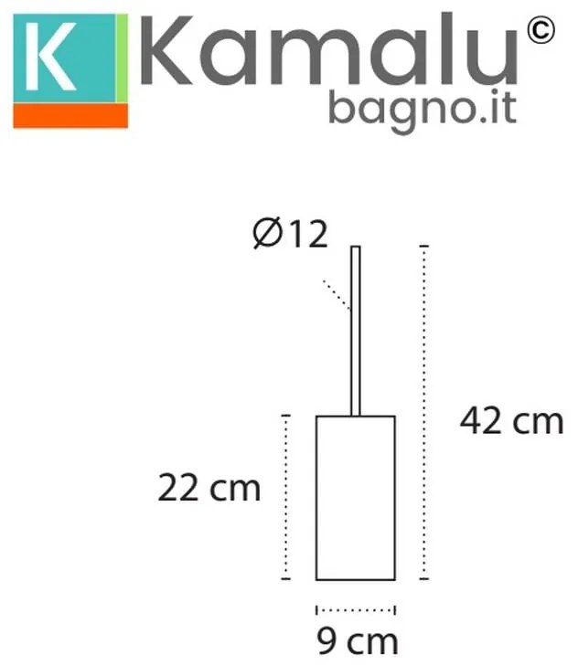 Kamalu - portascopino wc design cilindrico in acciaio inox finitura lucida | kam780c