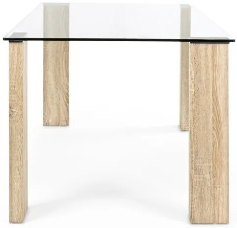 Tavolo Moderno Legno E Vetro Trasparente Rettangolare 160x90 Cm New Arley Bizzotto