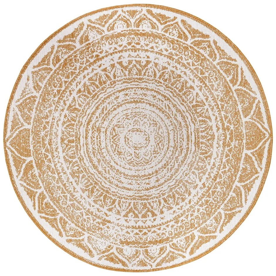 Tappeto rotondo per esterni giallo ocra-bianco ø 140 cm Siruma - NORTHRUGS