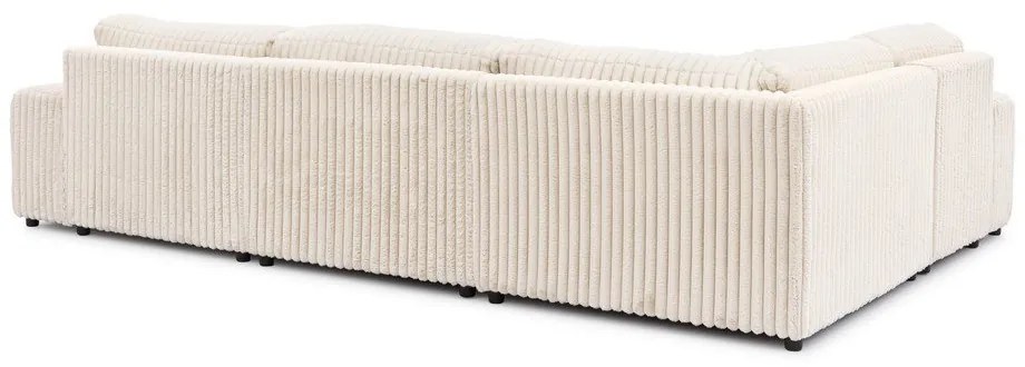 Divano angolare color crema (con penisola a sinistra/a U) rivestito in velluto a coste Justin – Ropez
