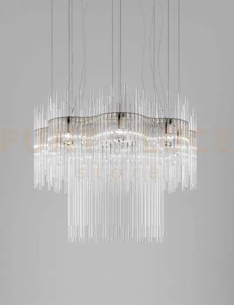Diadema sospensione c_2 cristallo bronzo satinato 8 luci attacco  e27