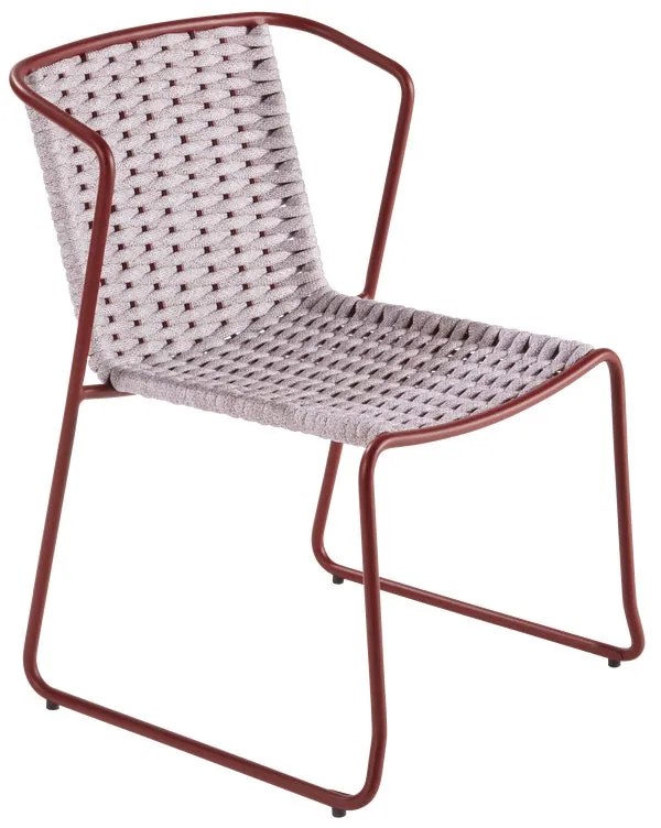 Sedia da giardino in alluminio con braccioli Livia NATERIAL, seduta in corda grigio