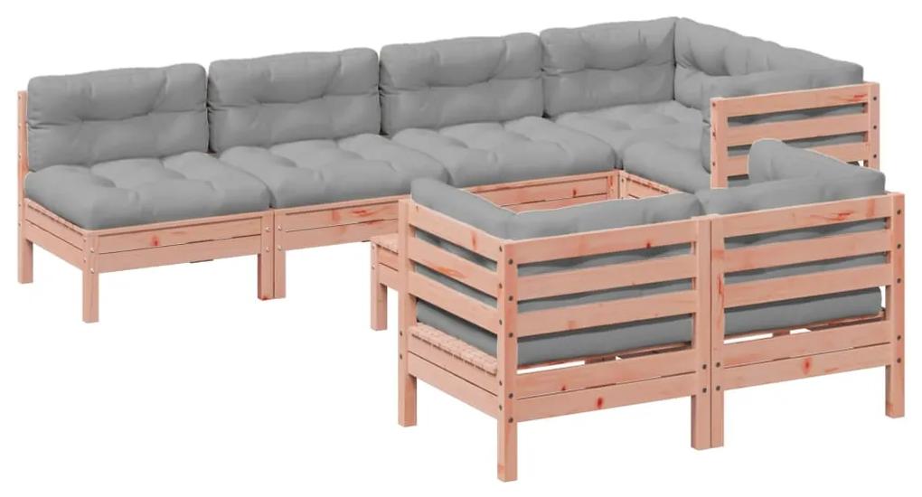 Set divani da giardino 8 pz con cuscini massello abete douglas