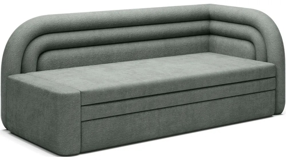 Divano verde allungabile/con contenitore con penisola a destra e rivestimento in ciniglia 223 cm Fabillo – ELTAP