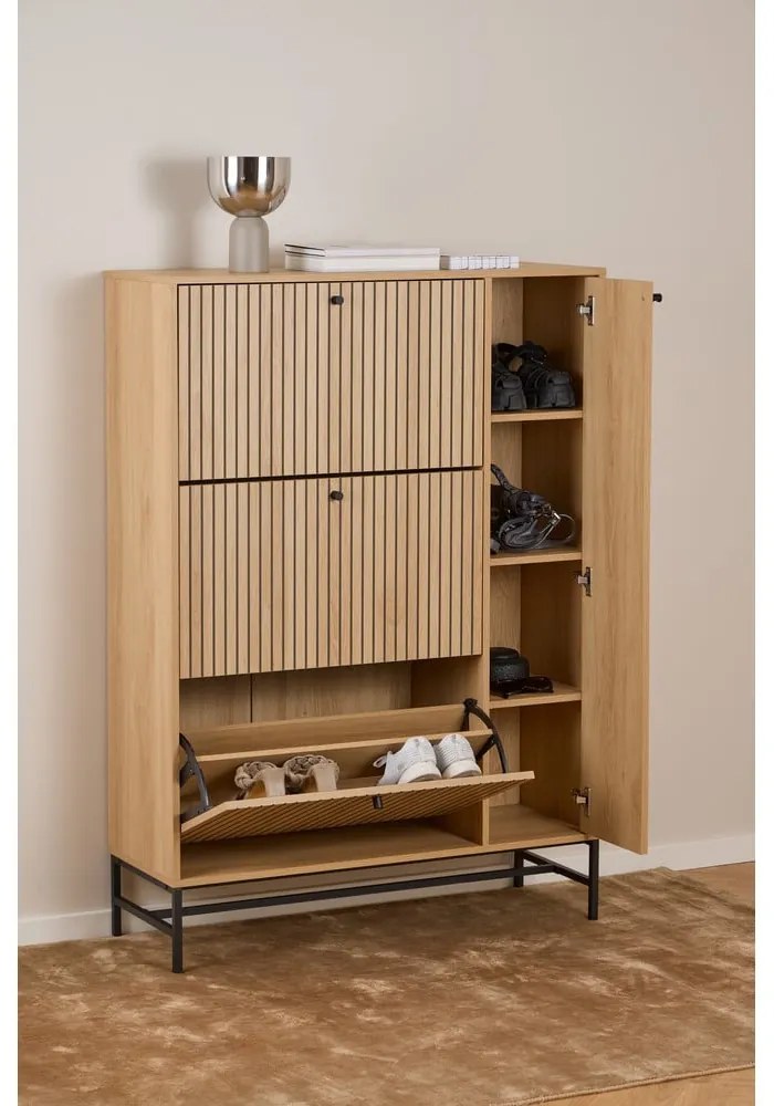 Scarpiera con ante in rovere colore naturale 99x140x35 cm Albany - Actona