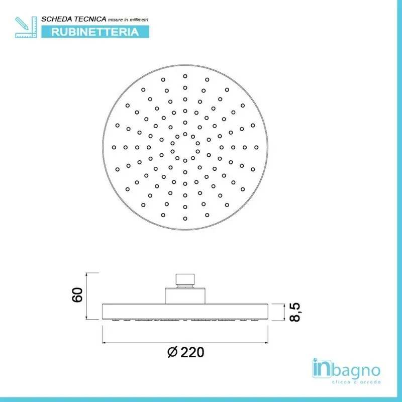 Set doccia con soffione in ABS e braccio estendibile 35-50 cm in ottone cromato