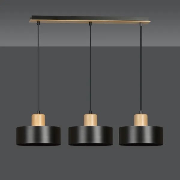 Lampadario a sospensione con filo TORIN 3xE27/15W/230V nero