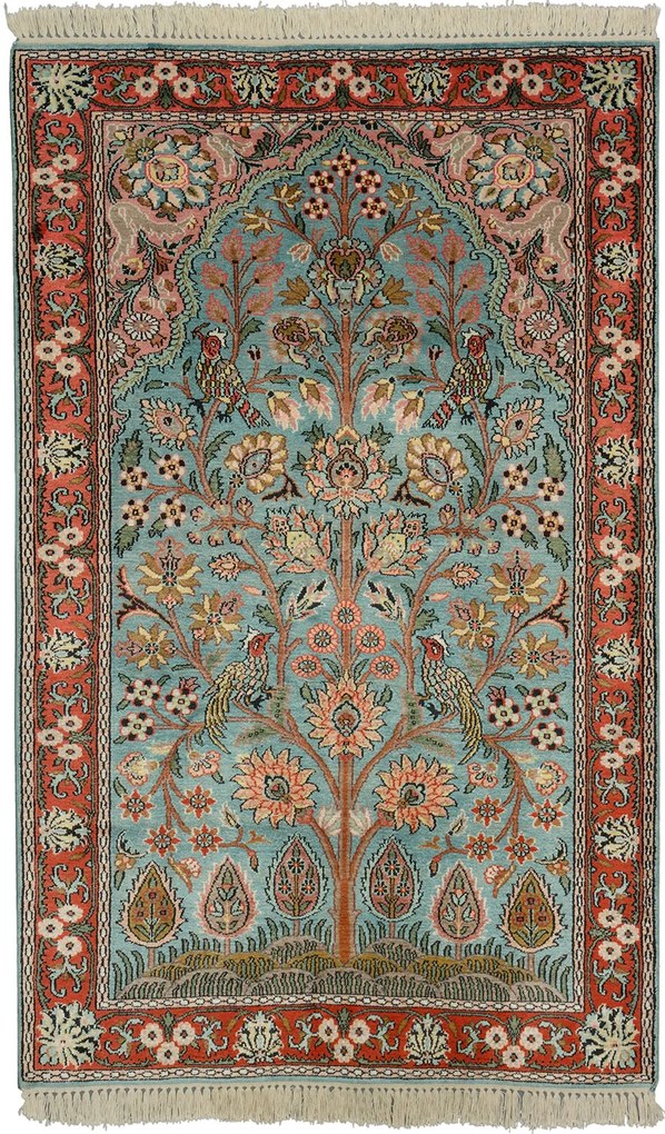 Cashmere Silk Tappeto 120 x 180 Turchese (Indian) Annodato A Mano